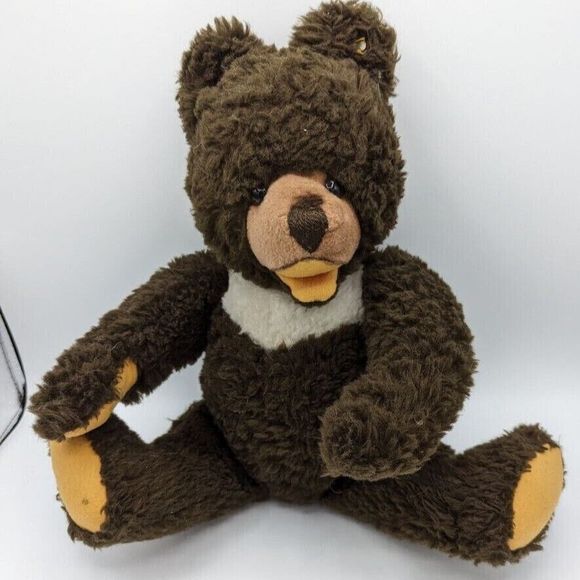 Vintage Steiff Cosy Teddy Bear Dark Brown Ear Button - Picture 1 of 8